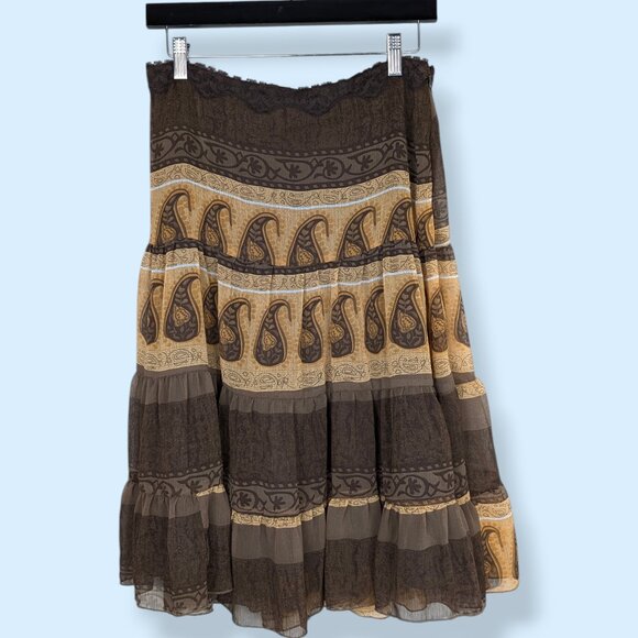 V. Jessica Petite Brown Paisley Peasant Skirt - Picture 4 of 7